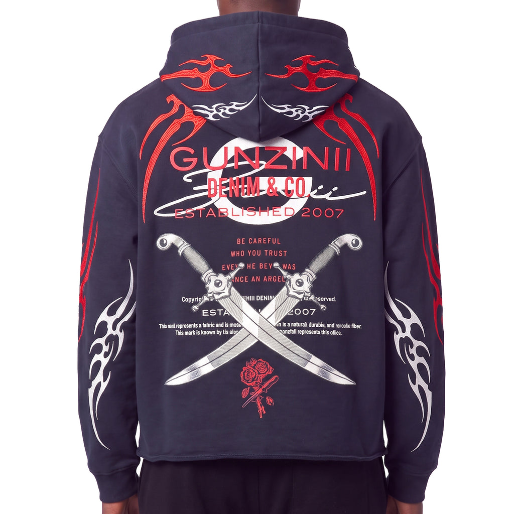 Gunzinii denim co full zip hoodie