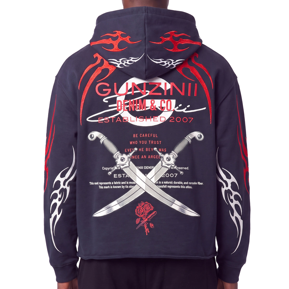Gunzinii denim co full zip hoodie