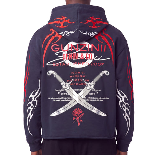 Gunzinii denim co full zip hoodie