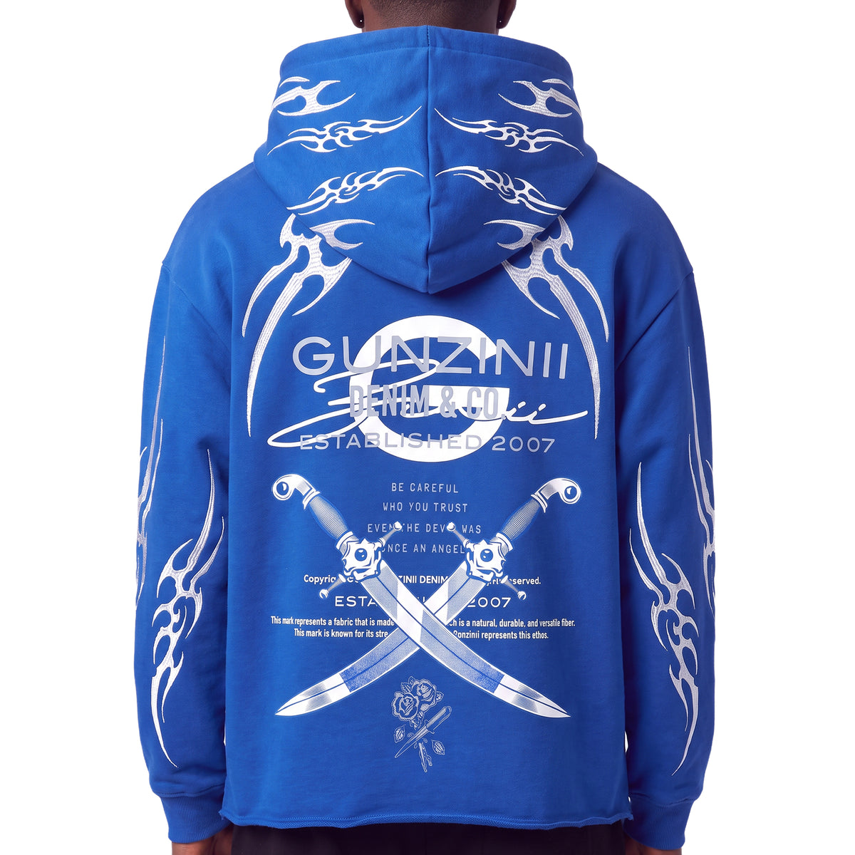 Gunzinii denim co full zip hoodie