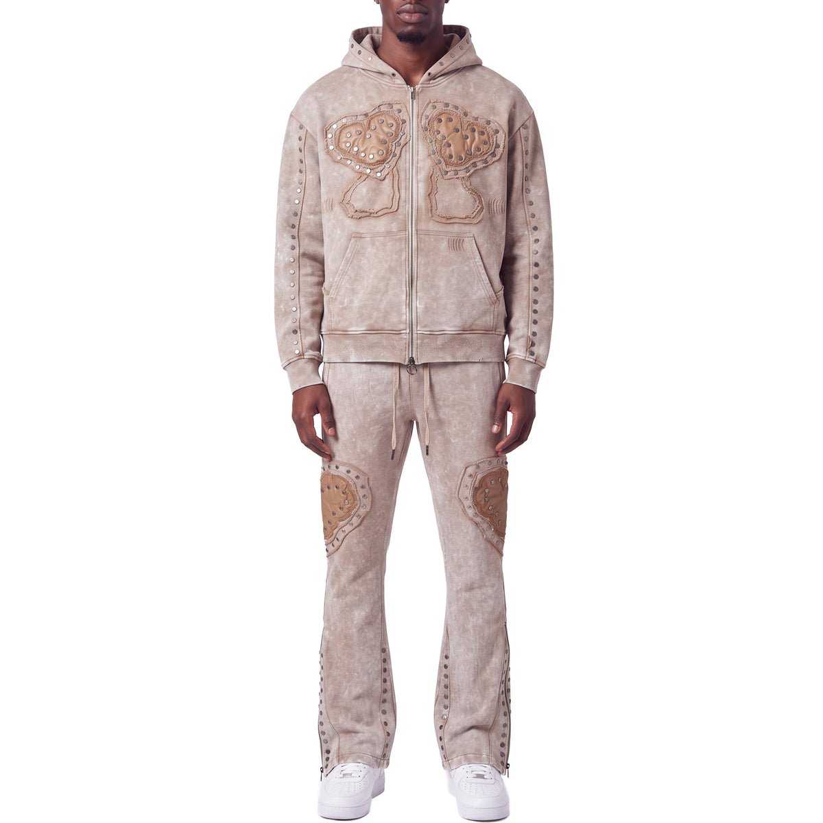 Gunzinii heart french terry hoodie set