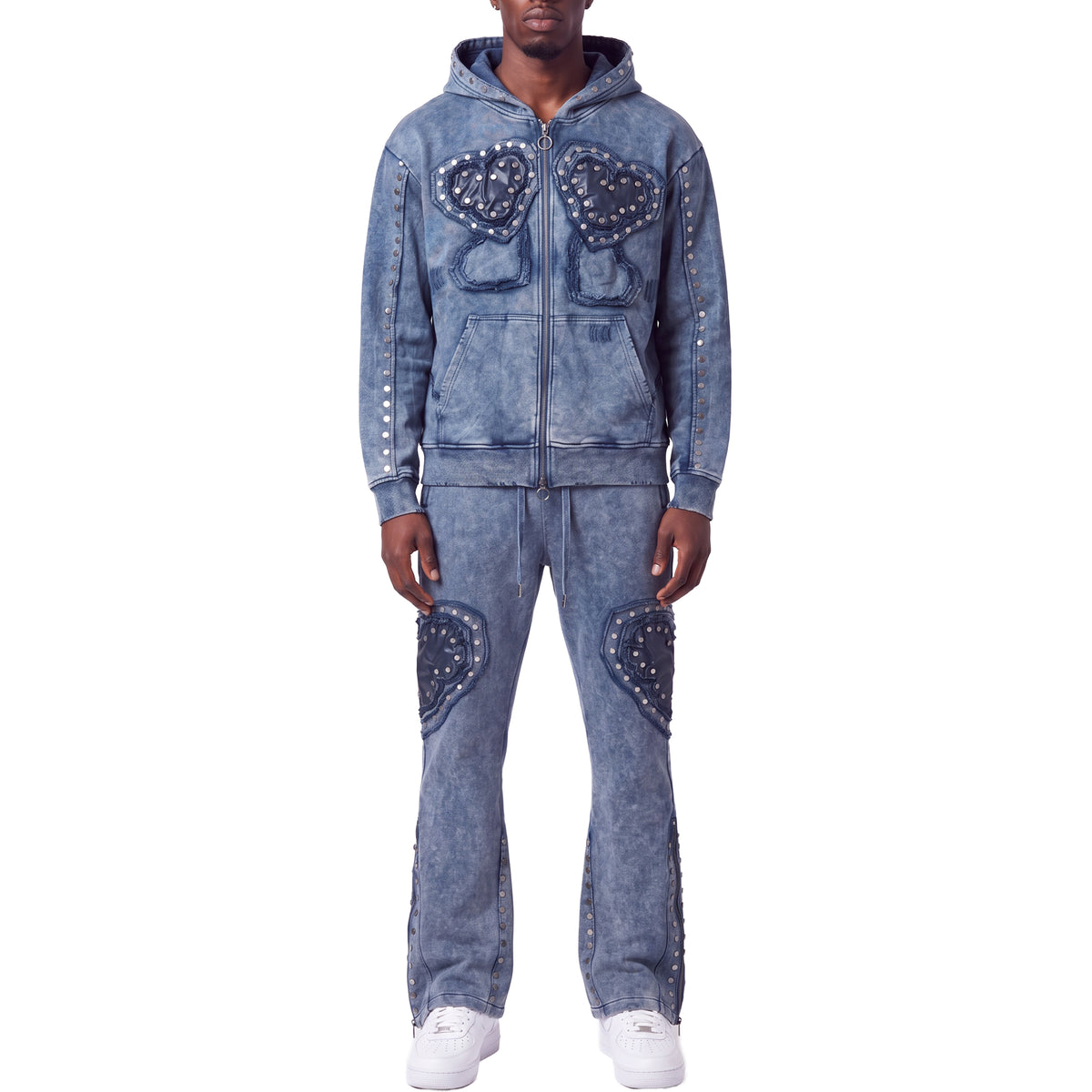 Gunzinii heart french terry hoodie set