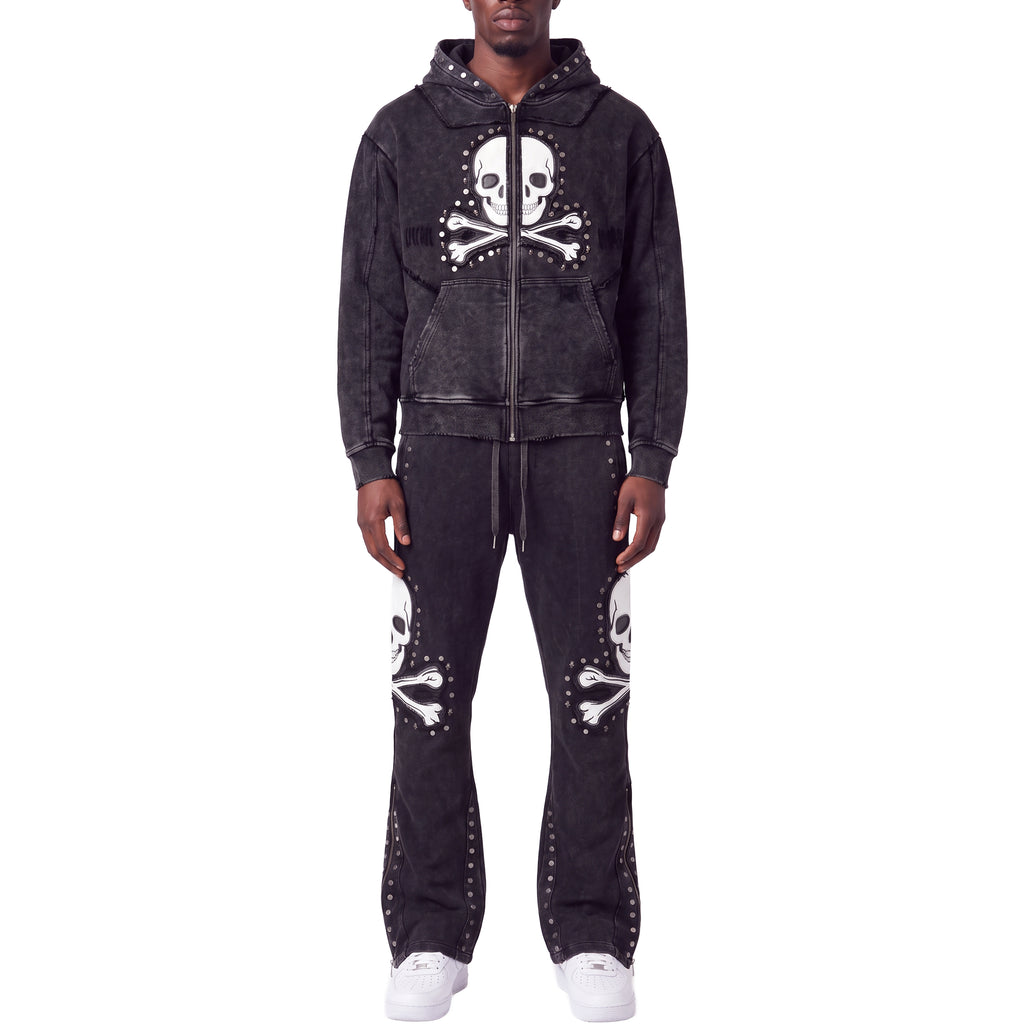 Gunzinii skull and bones french terry hoodie set