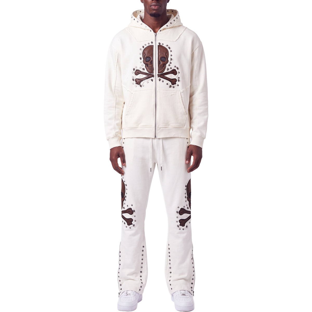 Gunzinii skull and bones french terry hoodie set