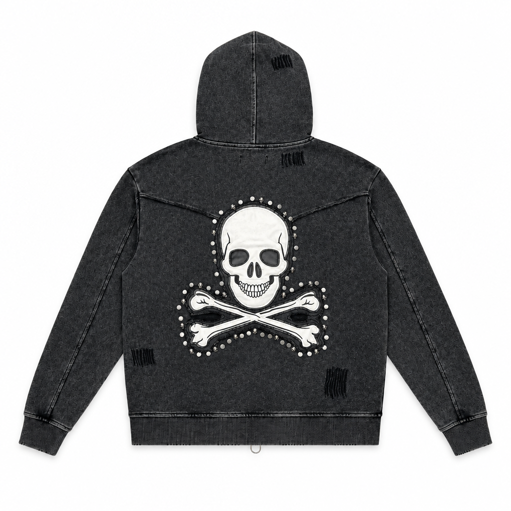 Gunzinii skull and bones french terry hoodie set