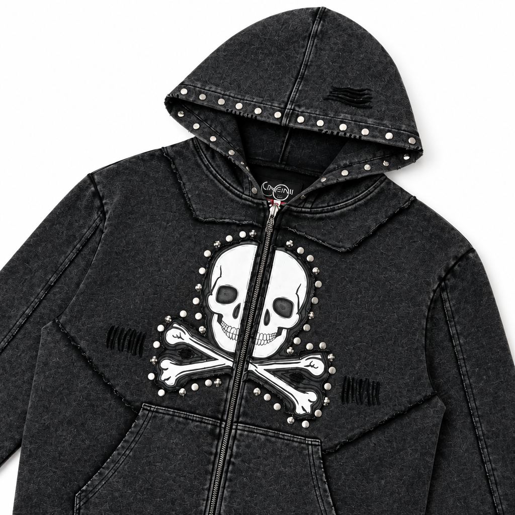 Gunzinii skull and bones french terry hoodie set