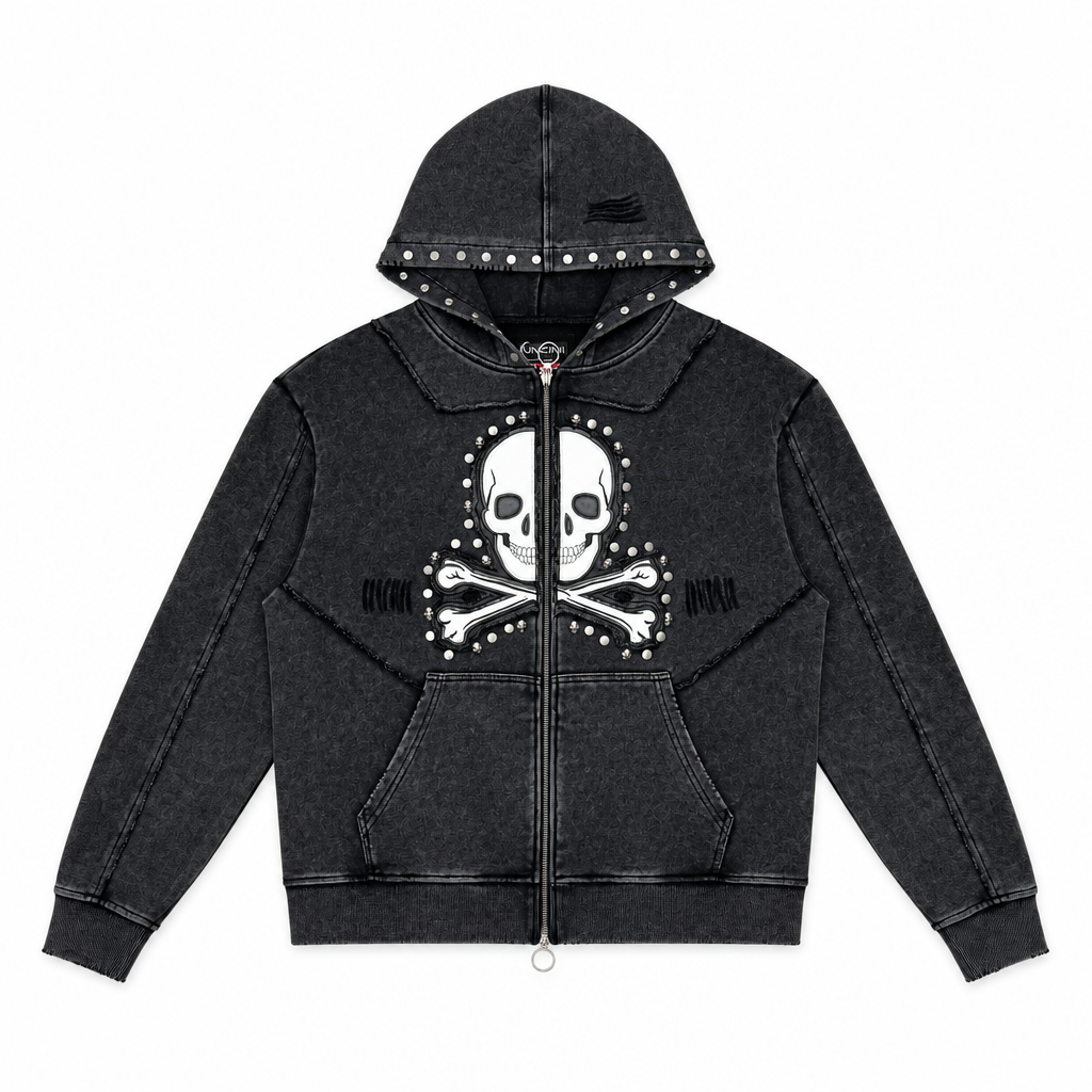 Gunzinii skull and bones french terry hoodie set
