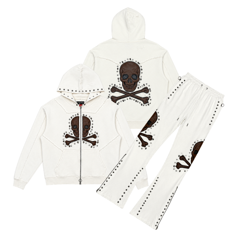 Gunzinii skull and bones french terry hoodie set