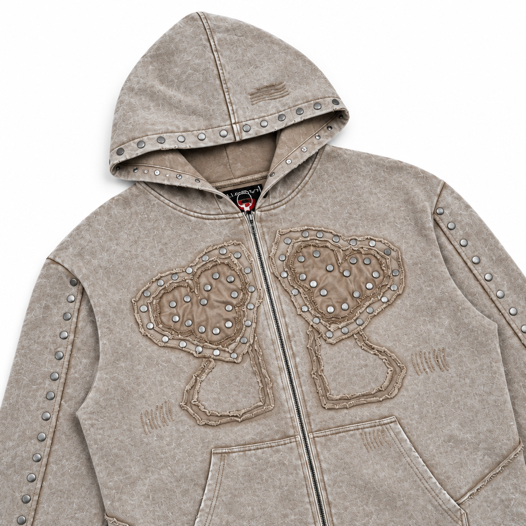 Gunzinii heart french terry hoodie set