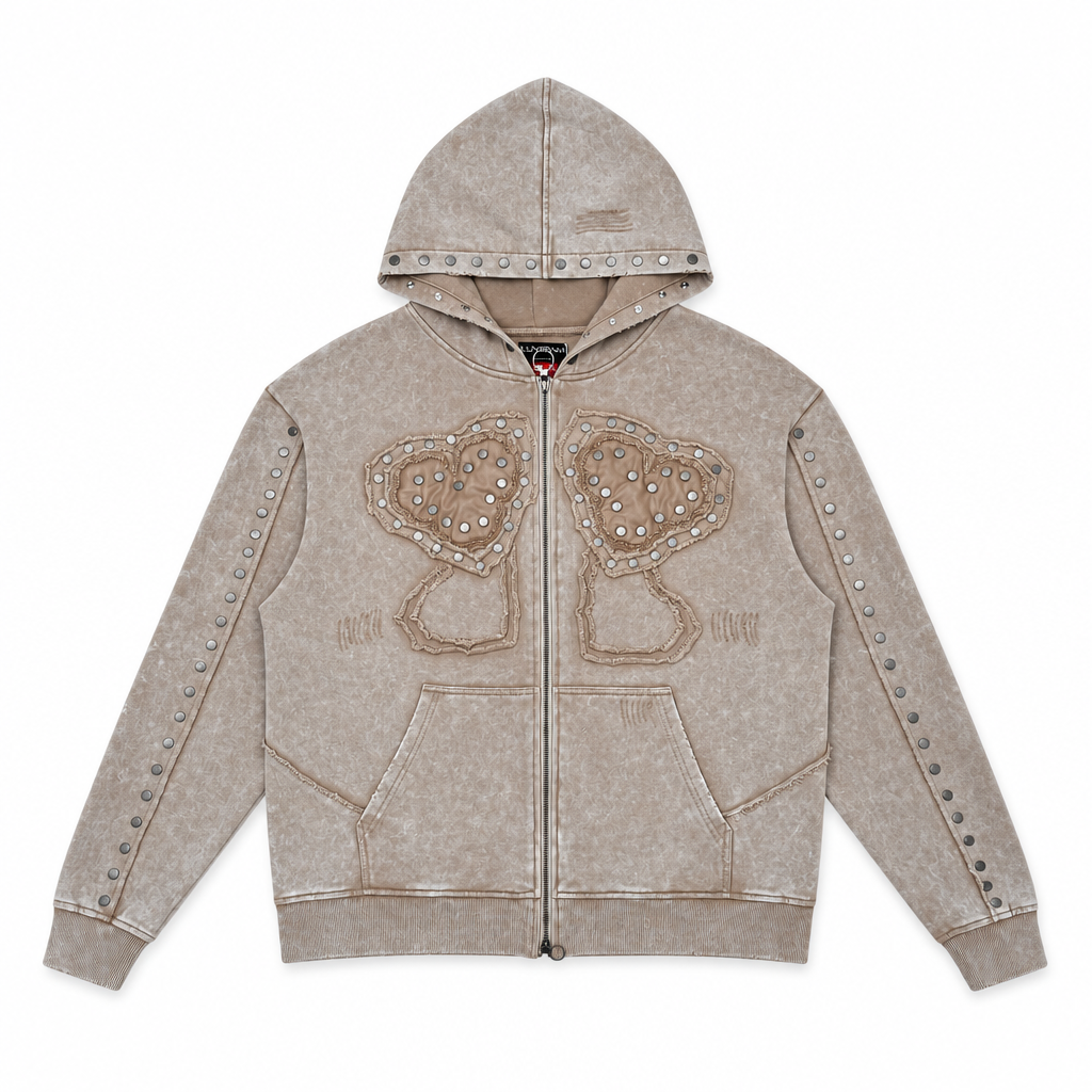 Gunzinii heart french terry hoodie set