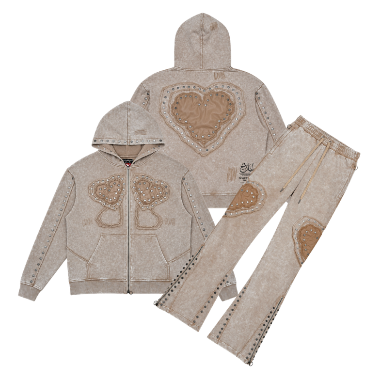 Gunzinii heart french terry hoodie set