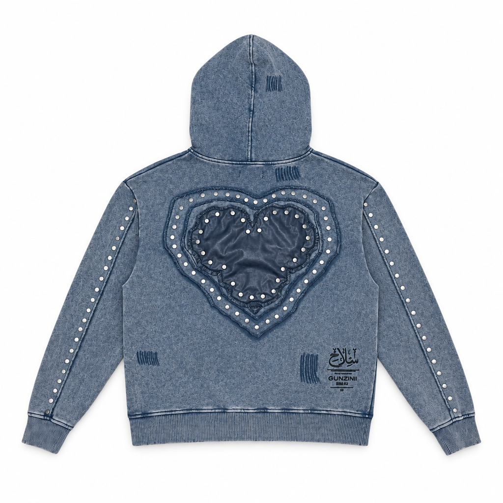 Gunzinii heart french terry hoodie set