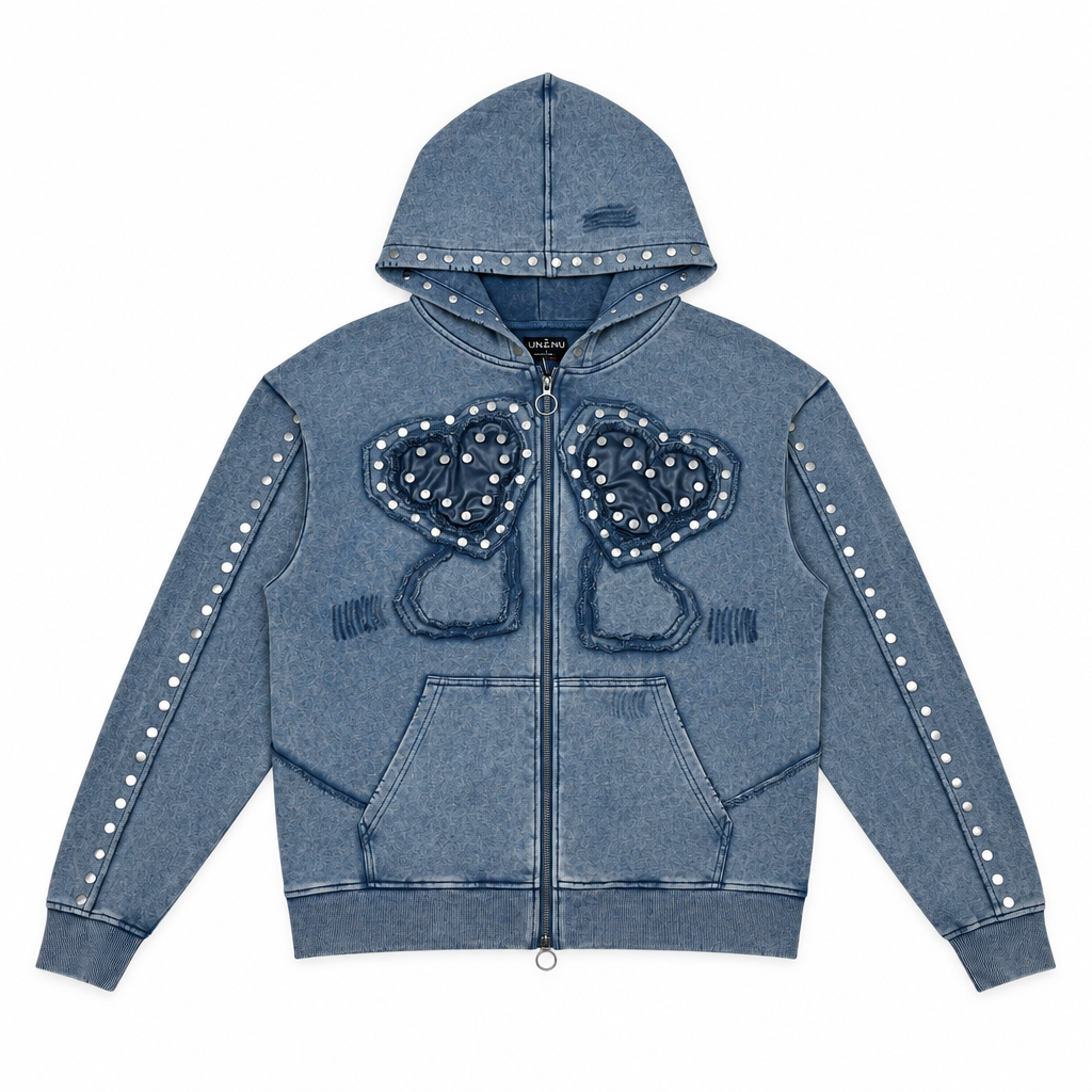 Gunzinii heart french terry hoodie set