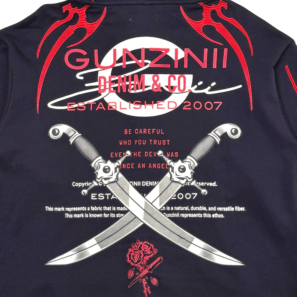 Gunzinii denim co full zip hoodie