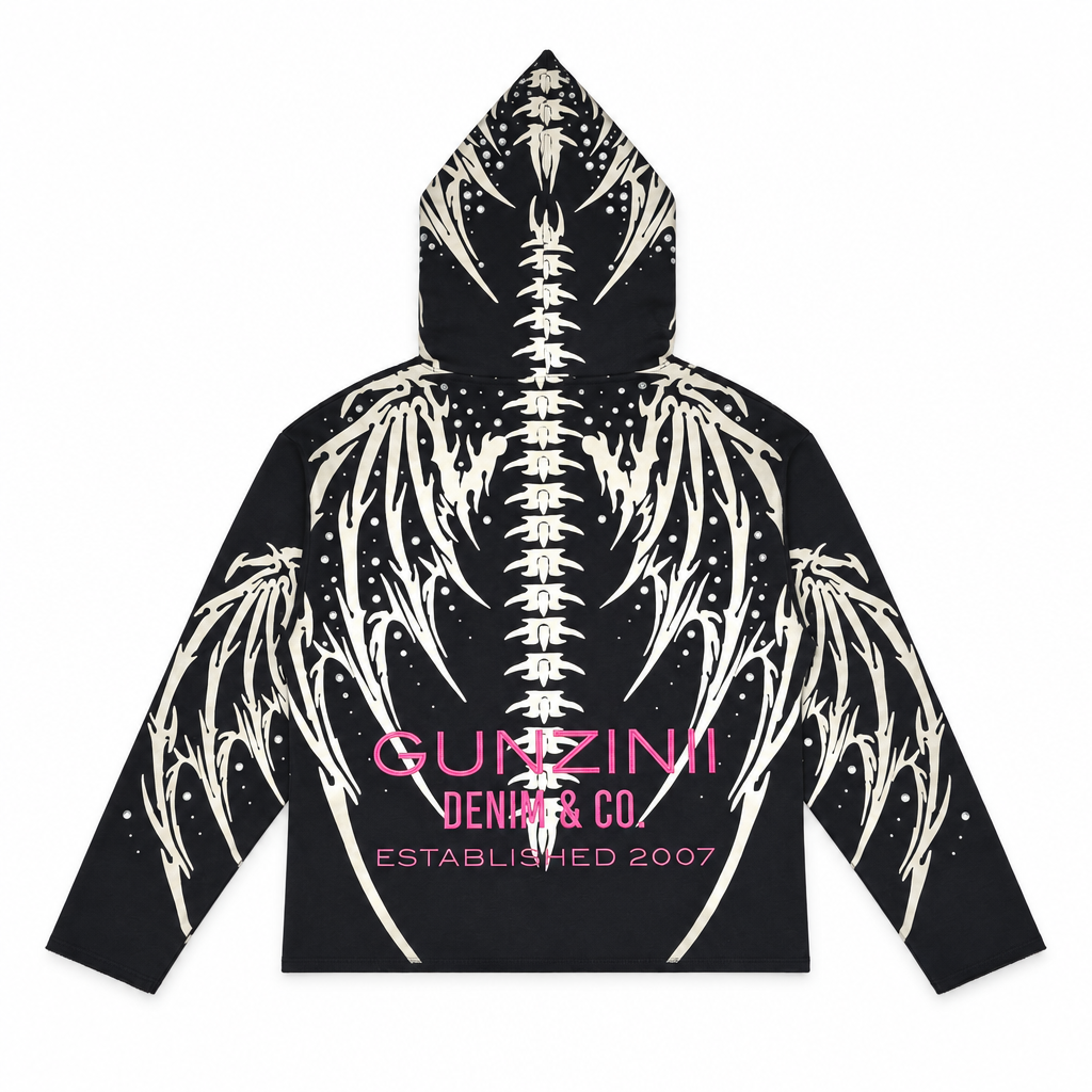 Gunzinii dragon skeleton pullover hoodie